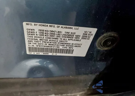 2016 Honda Pilot Elite from USA, damaged, VIN 5FNYF6H08GB121783